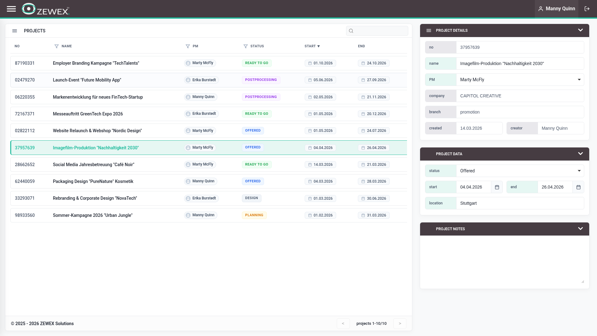 Agentursoftware Dashboard Screenshot