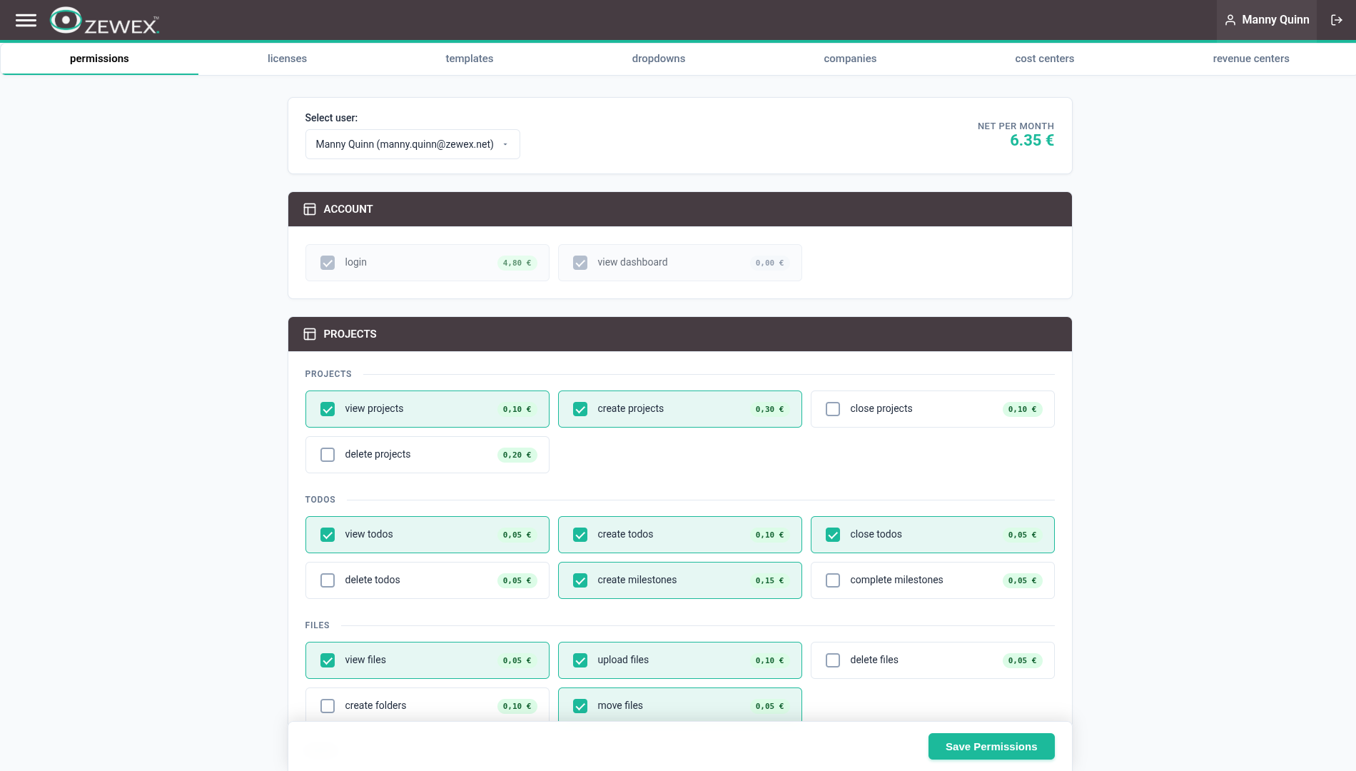 Berechtigungen und Module im System